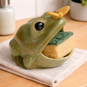 Vintage Frog Sponge Holder Pottery | Signed 1976 | Whimsical Kitchen Decor